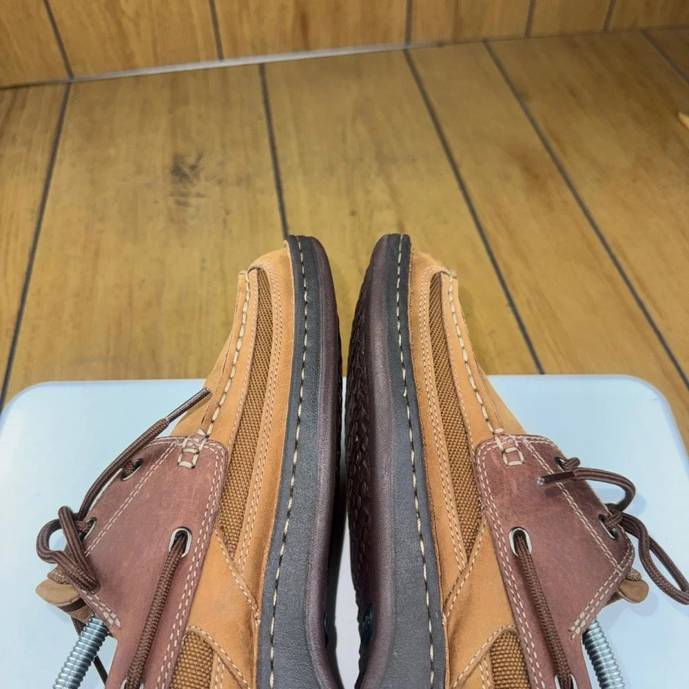 Clarks Mens 78383 Boat Shoes Tan Brown Nubuck Leather Mesh Loafers 10.5 M
